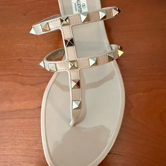 Valentino Women's Beige/Nude Rock Studded Sandals - Picture 2 of 8
